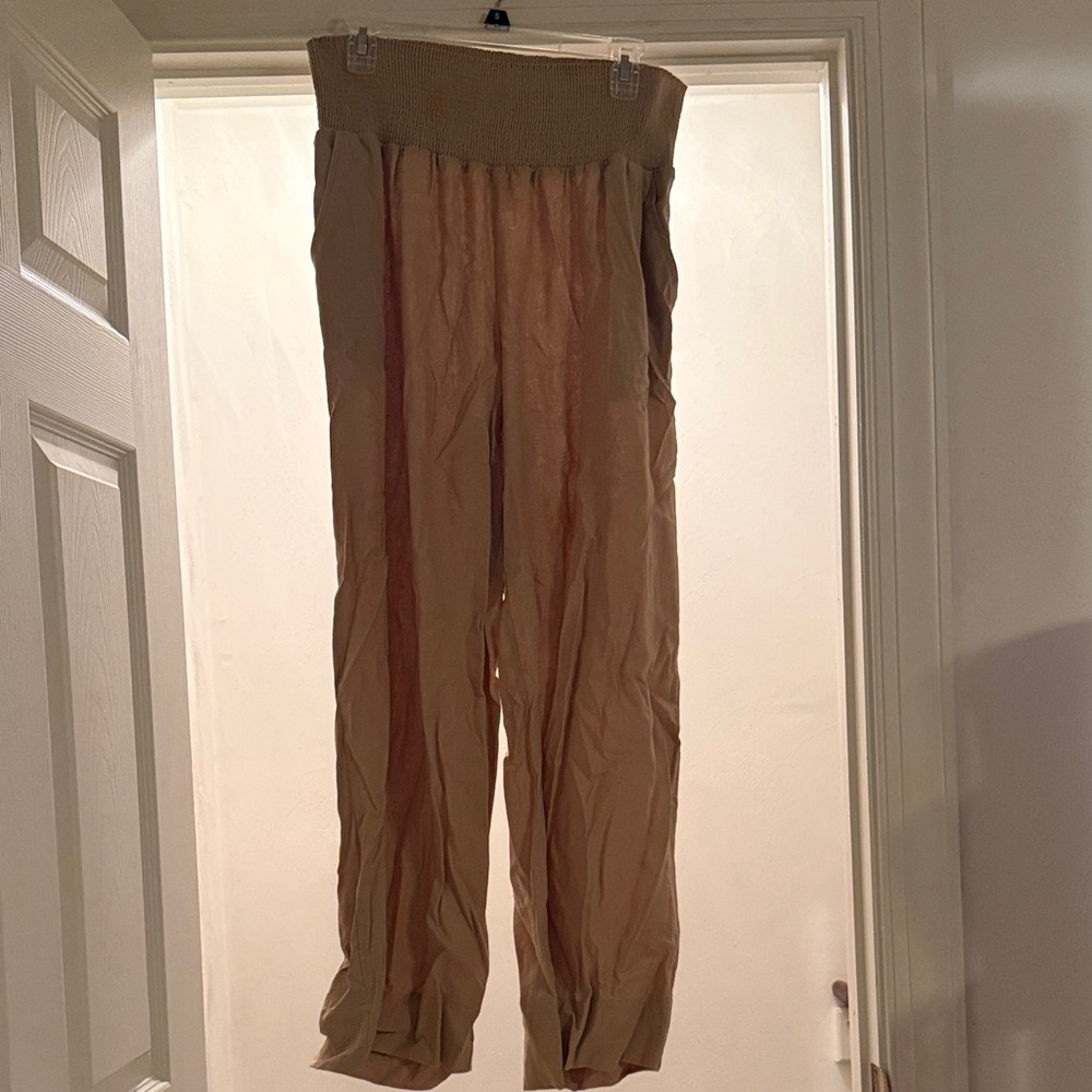Ingrid & Isabel Beige Wide Leg Maternity Pants